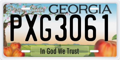 GA license plate PXG3061