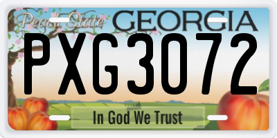 GA license plate PXG3072