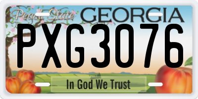 GA license plate PXG3076