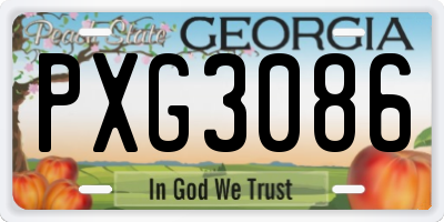 GA license plate PXG3086