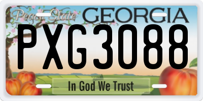 GA license plate PXG3088