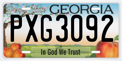 GA license plate PXG3092