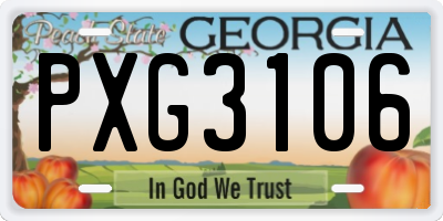 GA license plate PXG3106