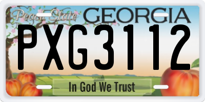 GA license plate PXG3112