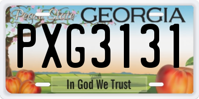 GA license plate PXG3131