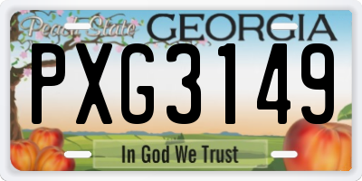 GA license plate PXG3149