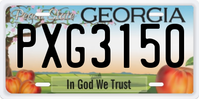 GA license plate PXG3150