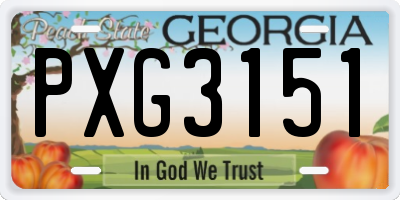 GA license plate PXG3151