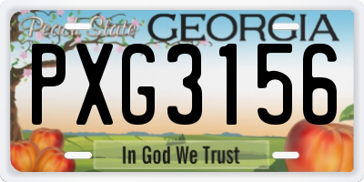 GA license plate PXG3156