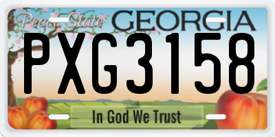 GA license plate PXG3158