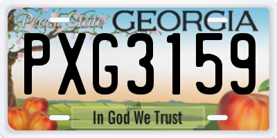 GA license plate PXG3159