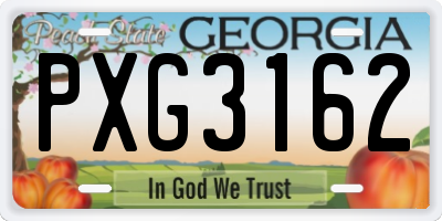 GA license plate PXG3162