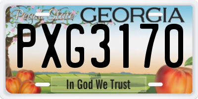 GA license plate PXG3170