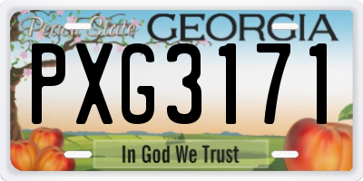 GA license plate PXG3171