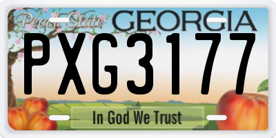 GA license plate PXG3177