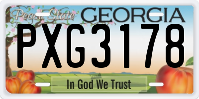 GA license plate PXG3178