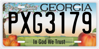 GA license plate PXG3179