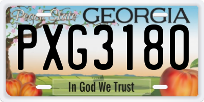GA license plate PXG3180