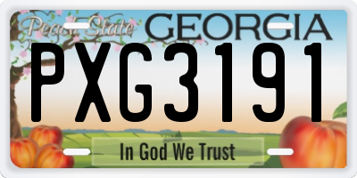 GA license plate PXG3191