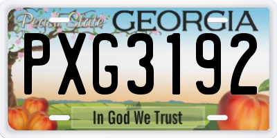 GA license plate PXG3192