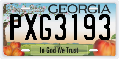 GA license plate PXG3193
