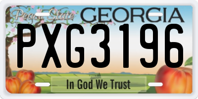 GA license plate PXG3196