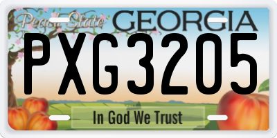 GA license plate PXG3205