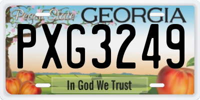 GA license plate PXG3249