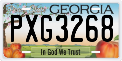GA license plate PXG3268