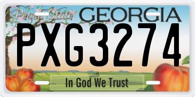 GA license plate PXG3274