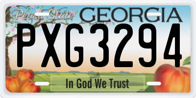 GA license plate PXG3294