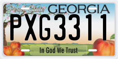 GA license plate PXG3311