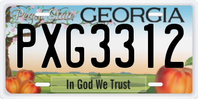 GA license plate PXG3312