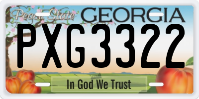GA license plate PXG3322