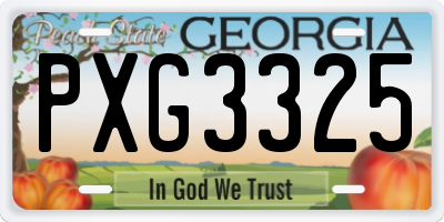 GA license plate PXG3325