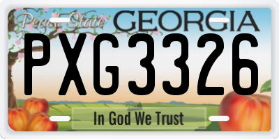 GA license plate PXG3326