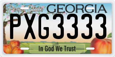 GA license plate PXG3333