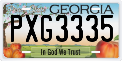 GA license plate PXG3335