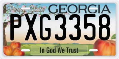 GA license plate PXG3358