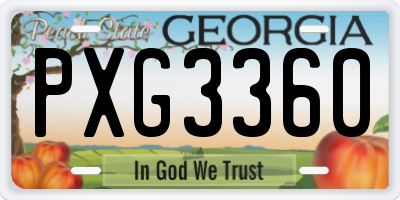 GA license plate PXG3360