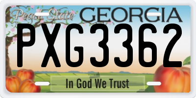 GA license plate PXG3362