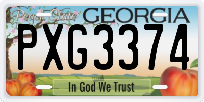 GA license plate PXG3374