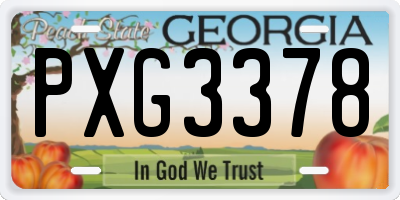 GA license plate PXG3378