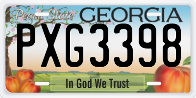 GA license plate PXG3398