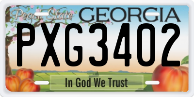 GA license plate PXG3402