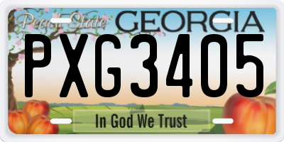 GA license plate PXG3405
