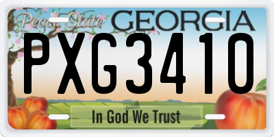 GA license plate PXG3410
