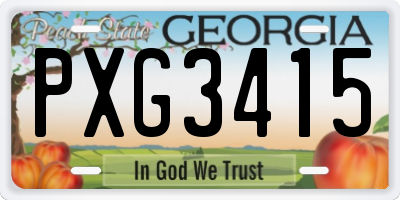 GA license plate PXG3415
