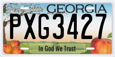 GA license plate PXG3427
