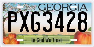 GA license plate PXG3428